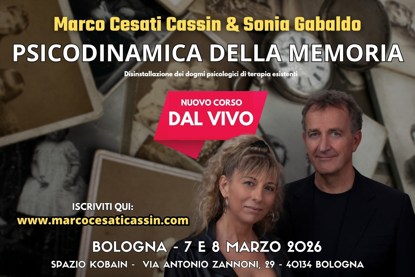BOLOGNA 7 e 8 Marzo 2026 - (DAL VIVO) Nuovo Corso - PSICODINAMICA DELLA MEMORIA (Caparra da versare 100€)