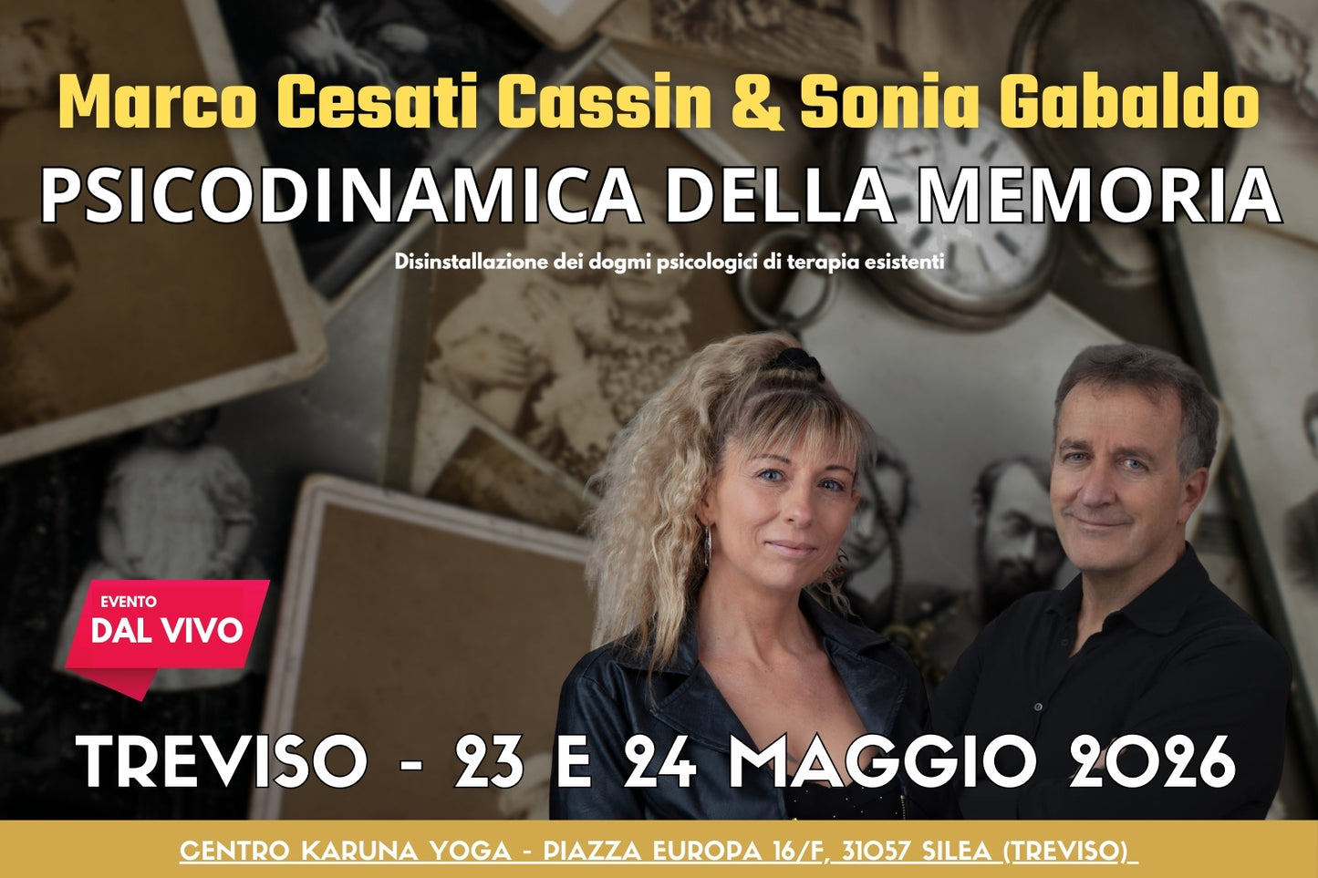 TREVISO  23-24 Maggio 2026 (DAL VIVO) Corso di PSICODINAMICA DELLA MEMORIA (Caparra da versare €100)
